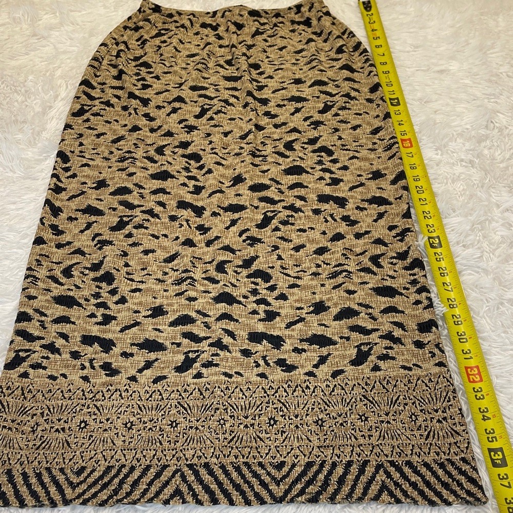 RAFAEL PLEAT PLEAT Black and Tan Midi Skirt WOMENS SIZE P/S PULL ON